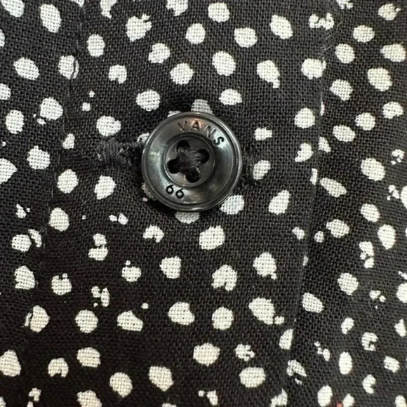 Vans | Black & White Polka Dot Short Sleeve Button Down Mini Dress Size XS - Picture 4 of 6